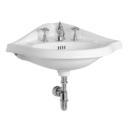 Whitehaus Corner Wall Mount Basin W/ Widespread Hole Faucet Drilling, Oval Bowl, B AR884-3H